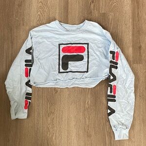 Fila Light Blue Cropped Top with Red and Black Logo